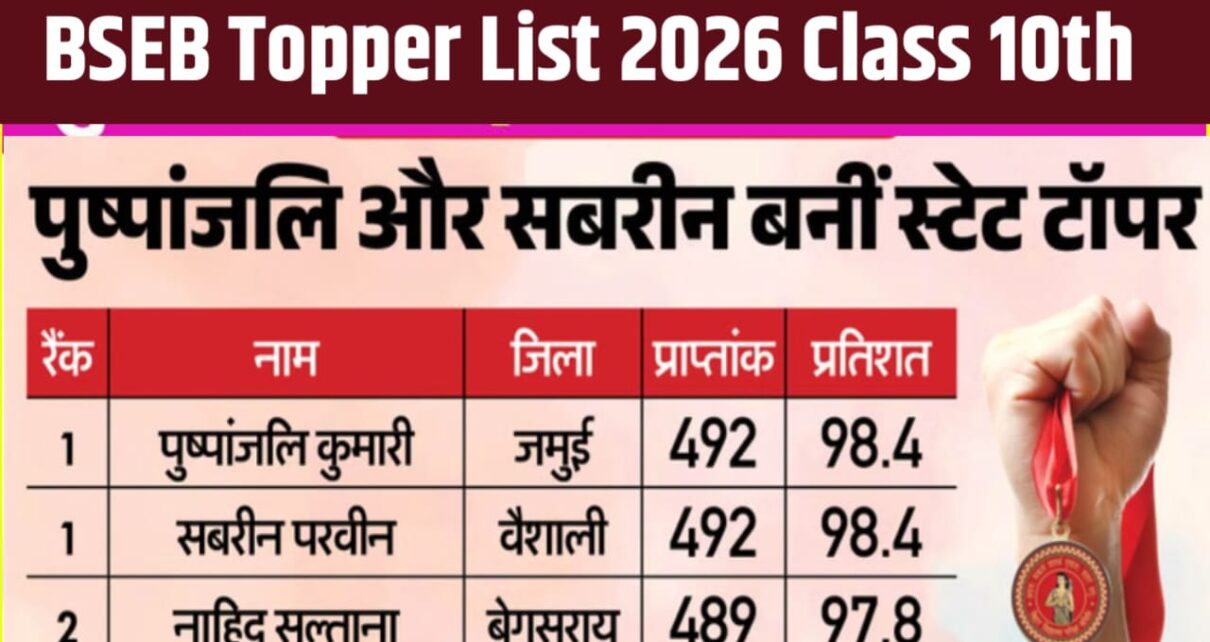 Bihar Board BSEB Class 10th Topper List 2026 OUT
